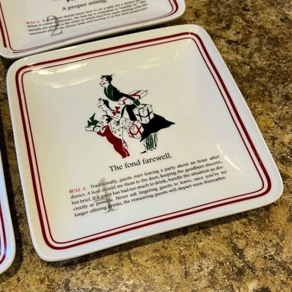 Williams Sonoma Party Etiquette Appetizer Plates Set of 4 NIB